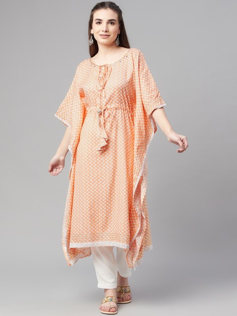 

Ardozaa Women Orange Printed Kaftan Kurta with Trousers