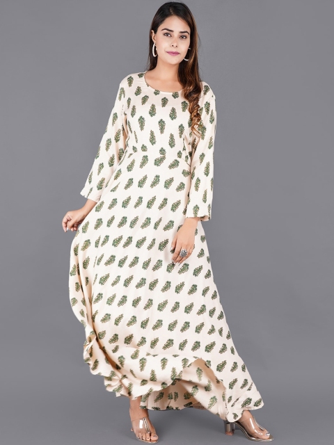

KALINI Women Off White Ethnic Motifs Printed Flared Sleeves Kurta
