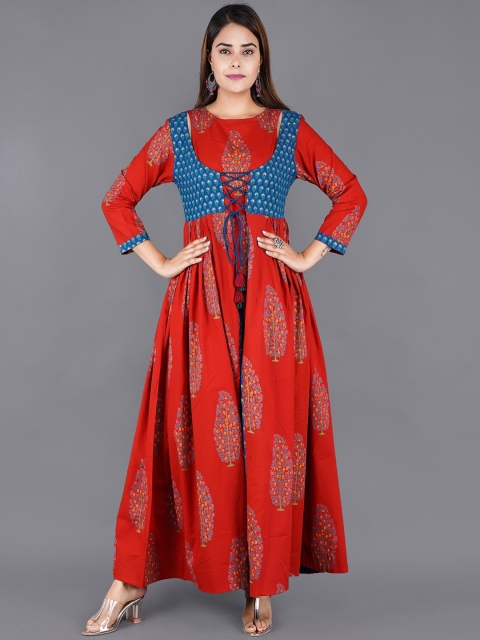 

KALINI Women Red Ethnic Motifs Printed Anarkali Kurta