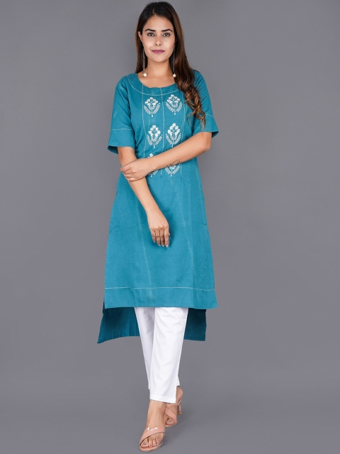 

KALINI Women Blue Floral Embroidered Kurta