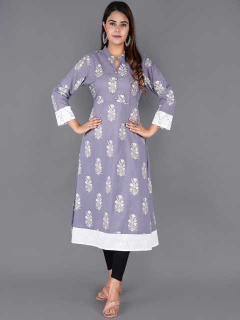 

KALINI Women Grey Floral Printed A-Line Kurta