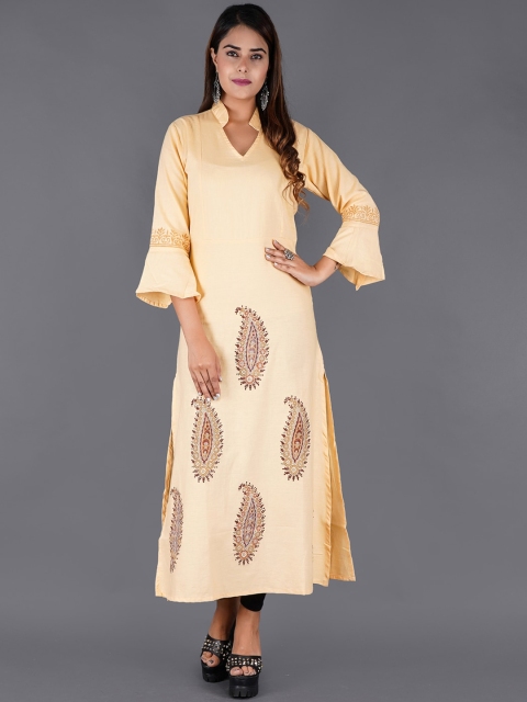 

KALINI Women Beige Paisley Printed Bell Sleeves Kurta