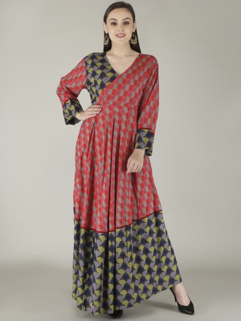 

KALINI Women Red Ethnic Motifs Printed Anarkali Kurta