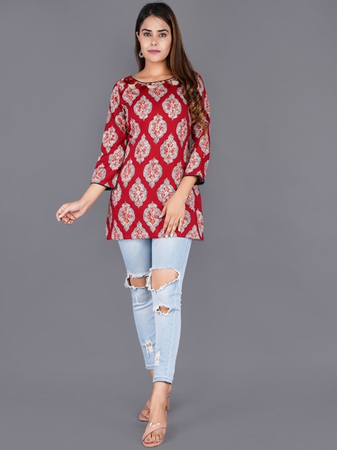 

KALINI Women Red Geometric Dyed Gotta Patti Kurta