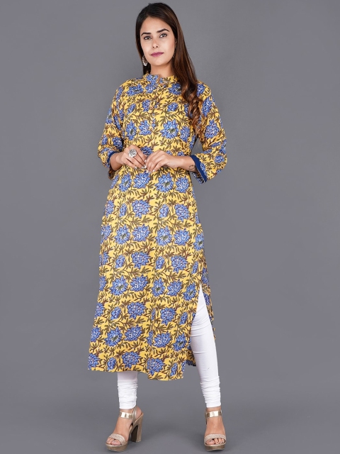 

KALINI Women Yellow & Blue Floral Printed Floral Kurta