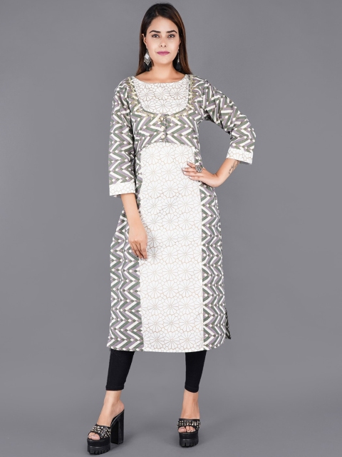 

KALINI Women Green & Beige Ethnic Motifs Printed Kurta