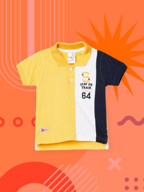 

max Boys Yellow & White T-shirt