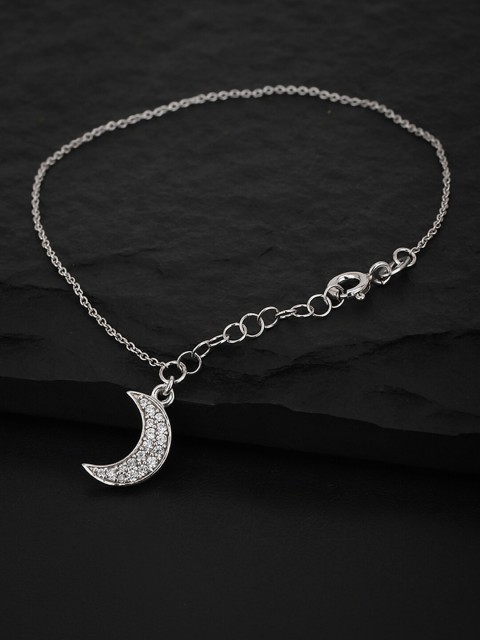 

VANBELLE Women Silver 925 Sterling Silver Cubic Zirconia Rhodium-Plated Charm Bracelet