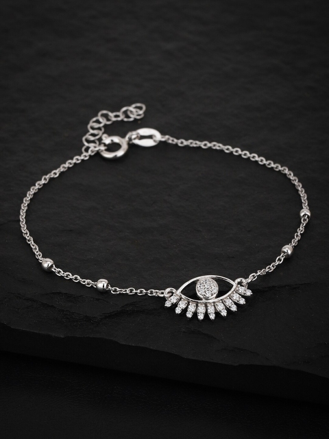 

VANBELLE Women 925 Sterling Silver White Cubic Zirconia Rhodium-Plated Link Bracelet