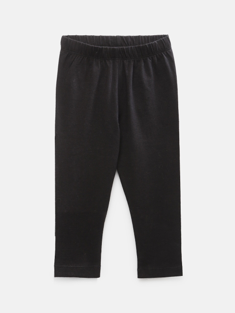

NYNSH Girls Solid Black Cotton Leggings