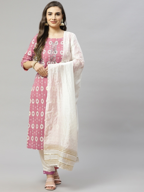 

HIGHLIGHT FASHION EXPORT Cotton Pink Kurta set with dupatta