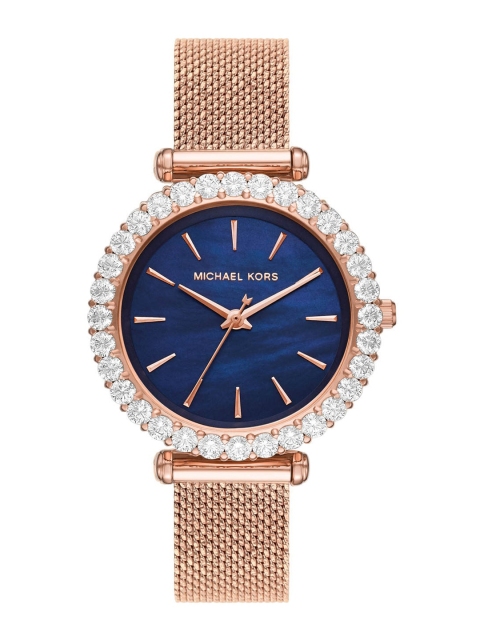 

Michael Kors Women Blue Embellished Dial Darci Rose-Gold Watch MK4630
