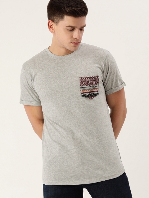 

DILLINGER Men Grey Melange Pure Cotton T-shirt