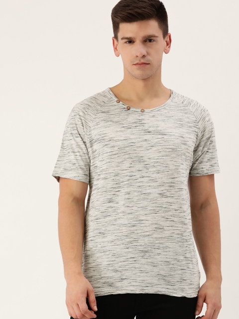 

DILLINGER Men Off White Slub Knit Effect Pure Cotton T-shirt