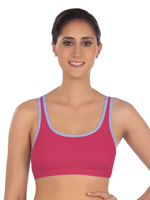 

Triumph Beginner Bra 66 Crop Top Wireless Non Padded Full Coverage and Medium Support Cotton Bra, Pink