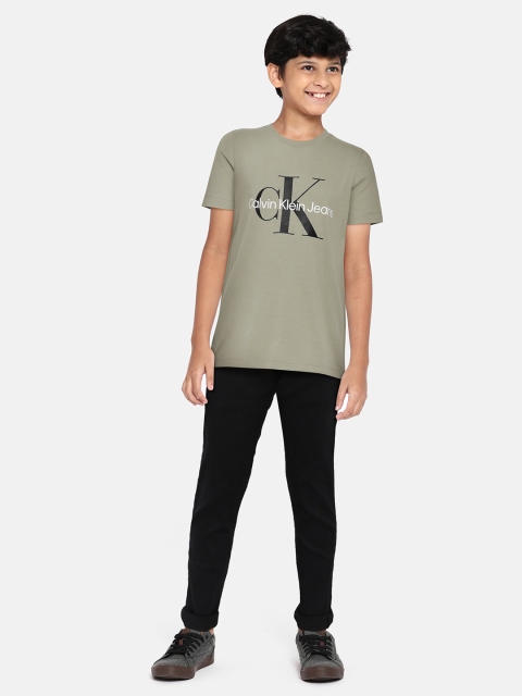

Calvin Klein Jeans Boys Khaki Printed Organic Cotton T-shirt