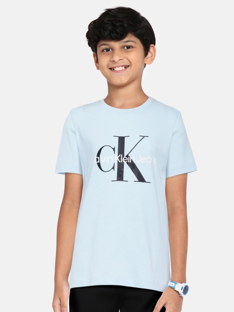 

Calvin Klein Jeans Boys Blue Brand Logo Pure Cotton T-shirt