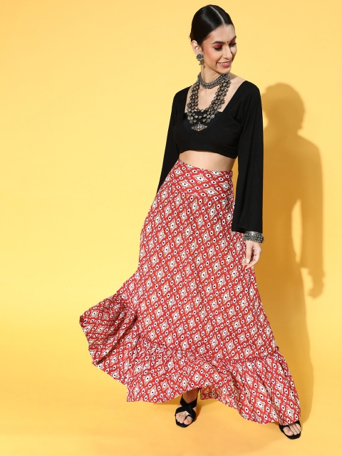 

InWeave Women Stylish Black Solid Indie Print Co-Ords