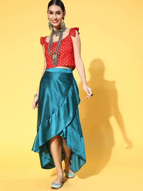 

InWeave Women Gorgeous Red Printed Ethnic Motifs Co-Ords