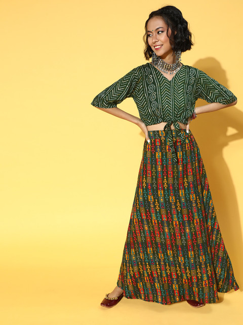 

InWeave Women Green Printed Indie Print Co-Ords
