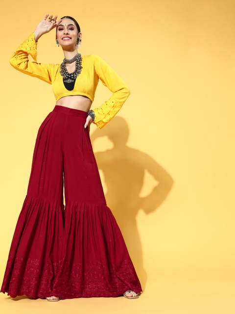 

InWeave Women Bright Yellow Self-Design Co-Ords