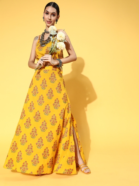 

InWeave Women Stylish Mustard Printed Co-Ords
