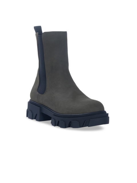 

London Rag Olive Green PU Block Heeled Boots