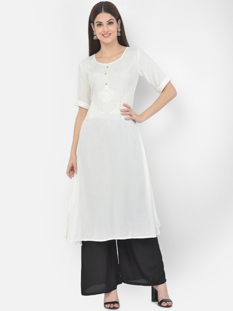 

Span Women White Thread Work Kurta