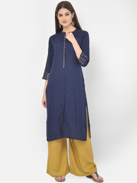 

Span Women Blue Thread Work Kurta