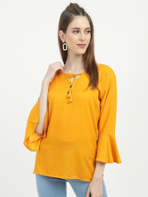 

V2 Value & Variety Women Mustard Printed Top