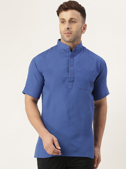 

KHADIO Men Navy Blue Kurta