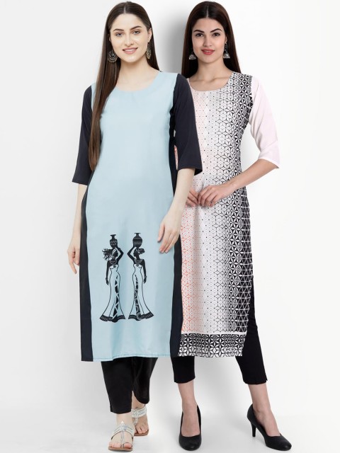 

Ethnic basket Women Multicoloured Quirky Colourblocked Crepe Kurta, Multi