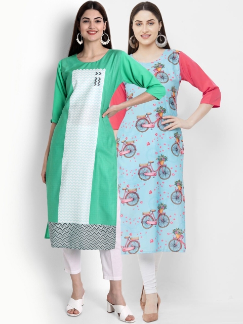 

Ethnic basket Pack of 2 Women Printed Crepe Kurta, Multi