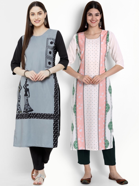 

Ethnic basket Pack of 2 Women Printed Crepe Kurta, Multi