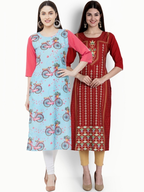 

Ethnic basket Women Set of 2 Multi Printed Crepe Kurta
