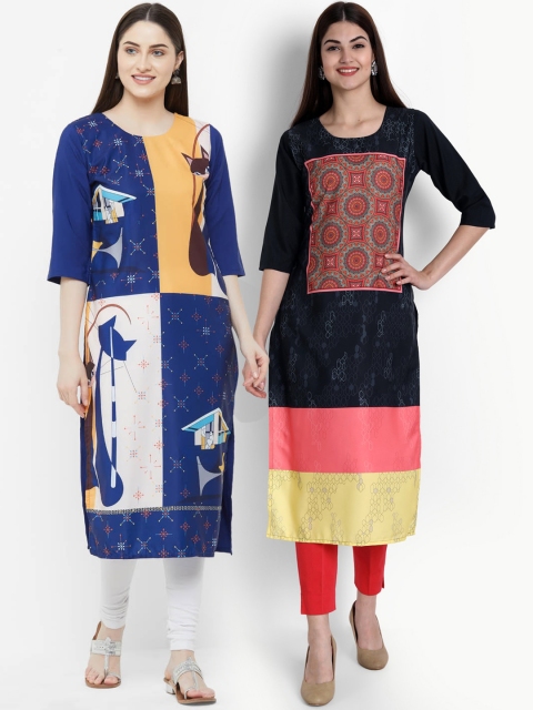

Ethnic basket Women Set of 2 Printed Crepe Kurta, Multi