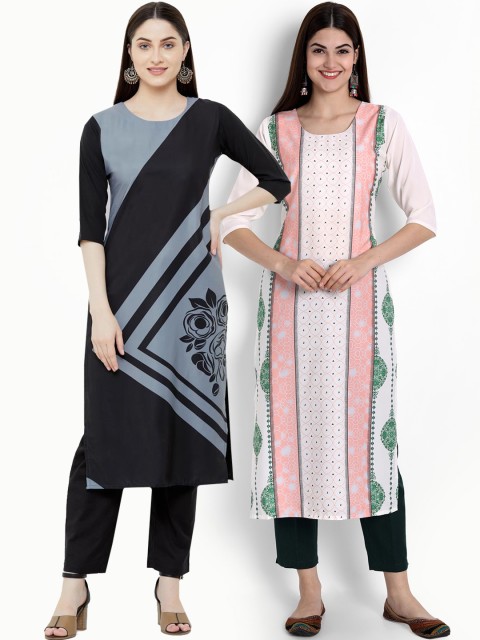 

Ethnic basket Women Set of 2 Printed Crepe Kurta, Multi