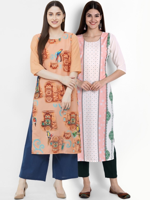 

Ethnic basket Women Set of 2 Multi Printed Crepe Kurtas
