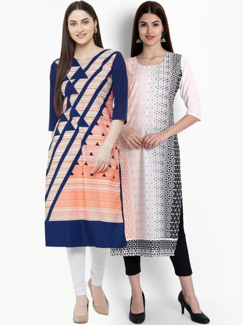 

Ethnic basket Women Multicoloured Set of 2 Printed Crepe Kurta, Multi