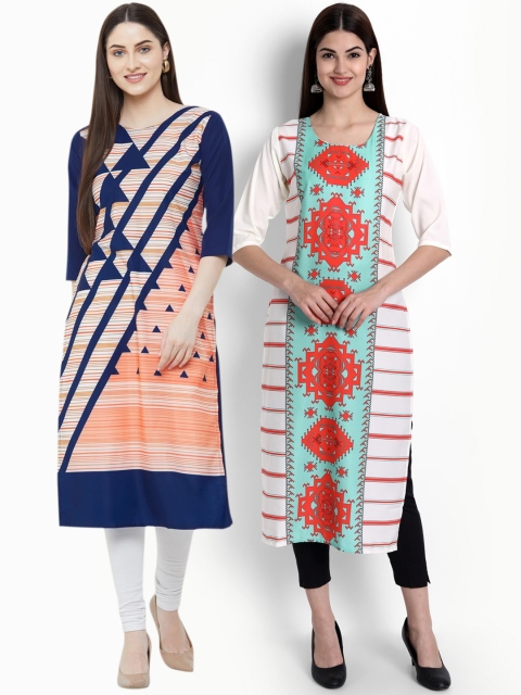 

Ethnic basket Pack of 2 Women Printed Crepe Kurta, Multi