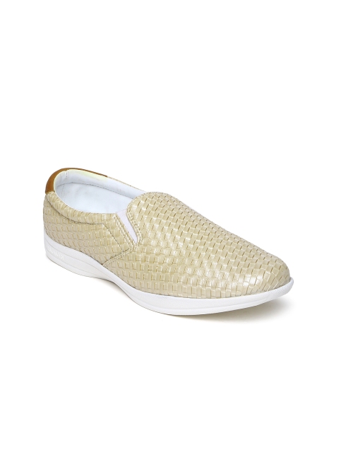 

Knotty Derby Women Muted Gold-Toned Basketweave Slip-On Sneakers