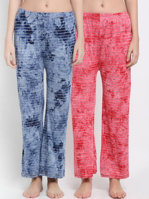 

armure Women Blue & Pink Pack Of 2 Striped Lounge Pants
