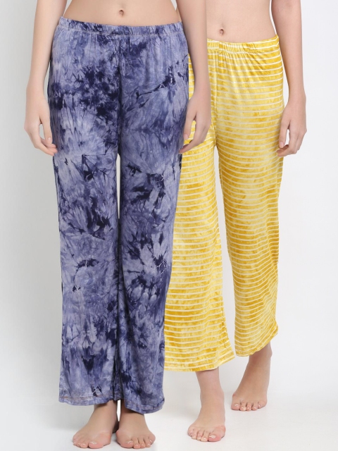 

armure Women Blue & Yellow Pack Of 2 Printed Lounge Pants