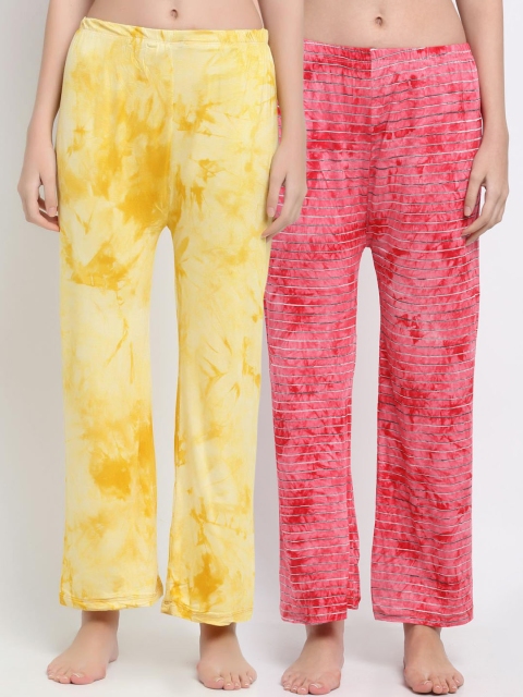 

armure Women Yellow & Pink Pack Of 2 Printed Lounge Pants