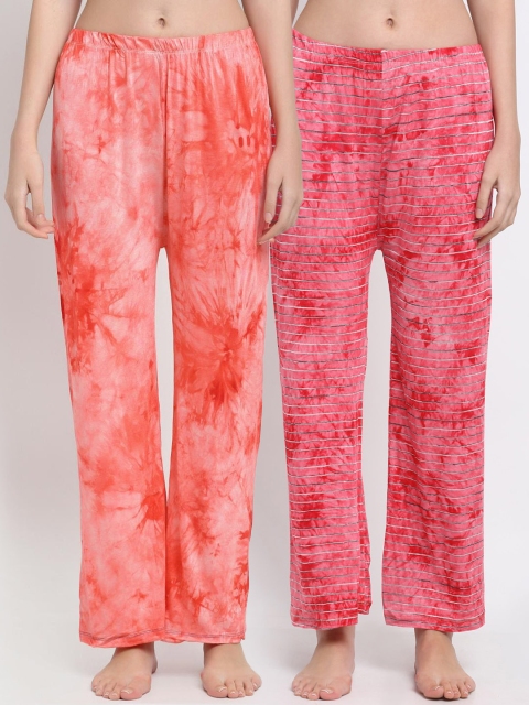

armure Women Pack Of 2 Printed Lounge Pants, Pink