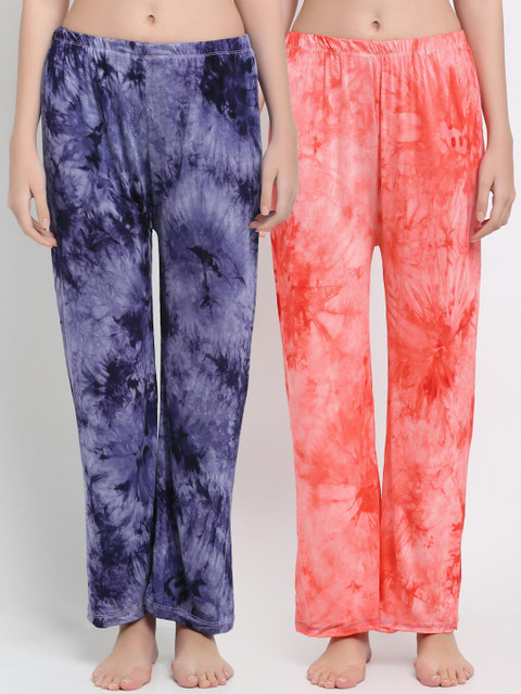 

armure Women Pack of 2 Printed Lounge Pants, Blue