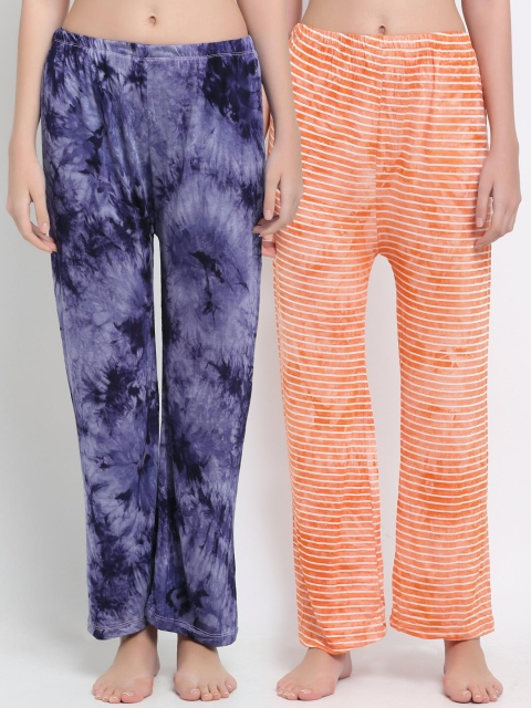

armure Women Yellow & Orange Pack Of 2 Lounge Pants, Blue