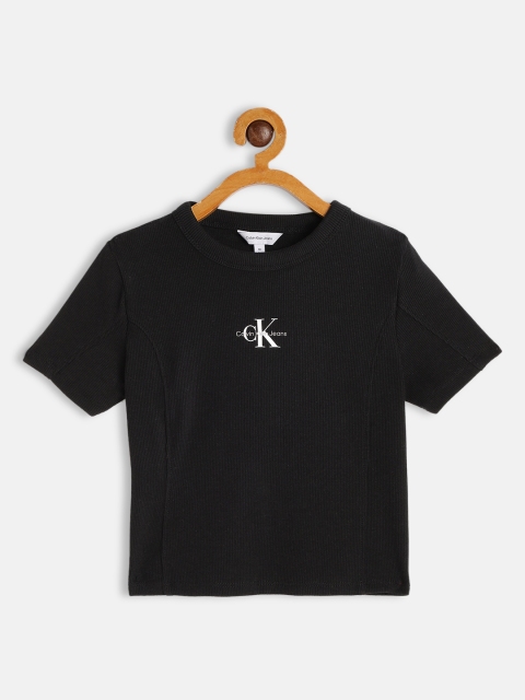 

Calvin Klein Jeans Black Brand Logo Pure Cotton Ribbed Top