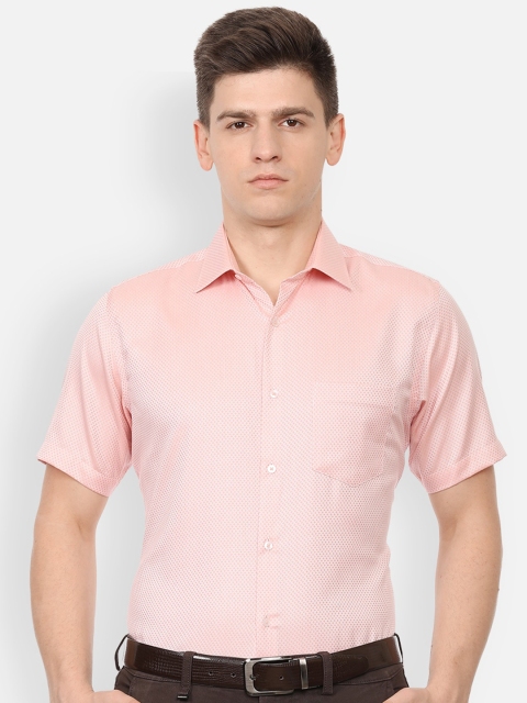 

Van Heusen Men Peach-Coloured Printed Formal Shirt