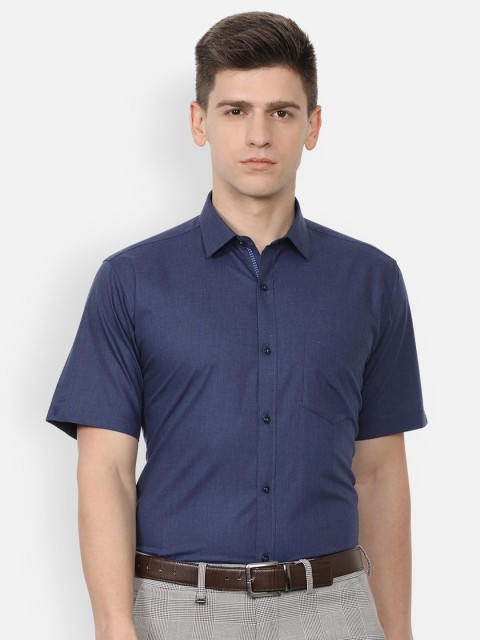 

Van Heusen Men Navy Blue Micro Checks Checked Formal Shirt